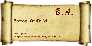 Boros Atád névjegykártya